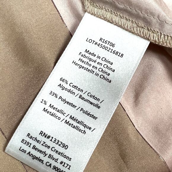 Rachel Zoe Blouse Striped Tassel Tie Front Top Brown Tan Cream Women's‎ 2 Shirt - Picture 9 of 14